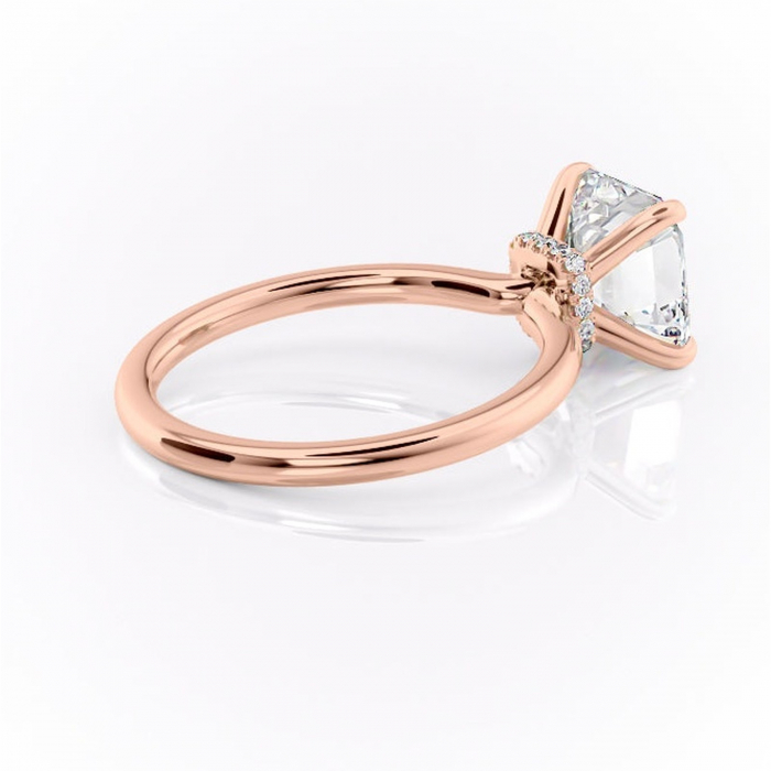Inel de logodnă Ophelia din aur Rose 14kt cu moissanite tăietură asscher – Solitar rafinată pentru profil înalt | Personalizează și configurează gratuit online [3]