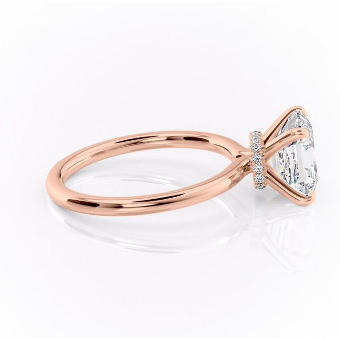 Inel de logodnă Ophelia din aur Rose 14kt cu moissanite tăietură asscher – Solitar rafinată pentru profil înalt | Personalizează și configurează gratuit online [2]
