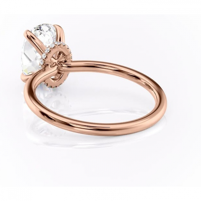 Inel de logodnă Ophelia din aur Rose 18kt cu moissanite tăietură ovală – Solitar rafinată pentru profil înalt | Personalizează și configurează gratuit online [4]