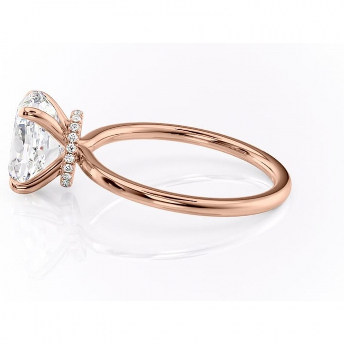 Inel de logodnă Ophelia din aur Rose 18kt cu moissanite tăietură ovală – Solitar rafinată pentru profil înalt | Personalizează și configurează gratuit online [6]