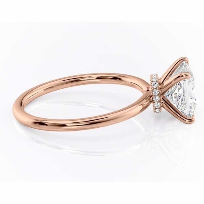 Inel de logodnă Ophelia din aur Rose 18kt cu moissanite tăietură princess – Solitar rafinată pentru profil înalt | Personalizează și configurează gratuit online [2]