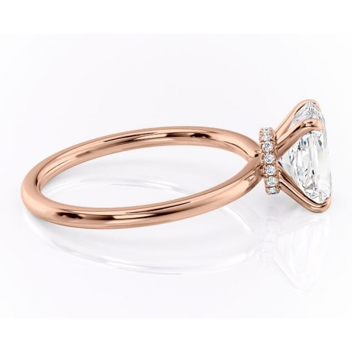 Inel de logodnă Ophelia din aur Rose 18kt cu moissanite tăietură radiantă – Solitar rafinată pentru profil înalt | Personalizează și configurează gratuit online [2]