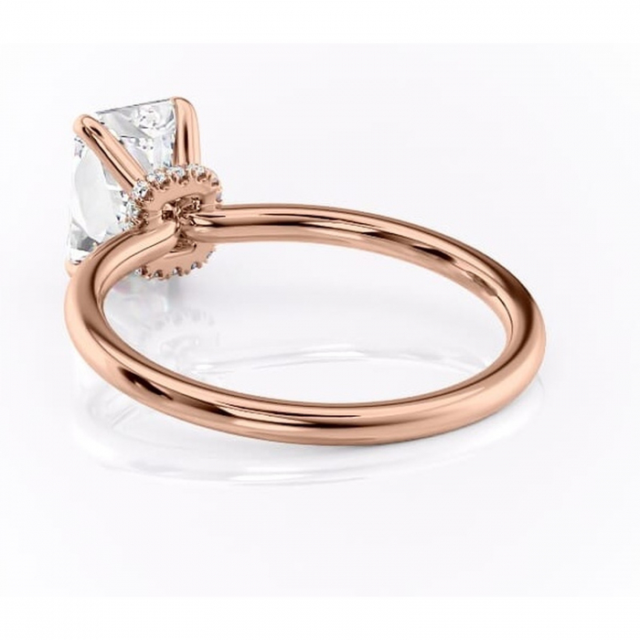 Inel de logodnă Ophelia din aur Rose 18kt cu moissanite tăietură radiantă – Solitar rafinată pentru profil înalt | Personalizează și configurează gratuit online [4]