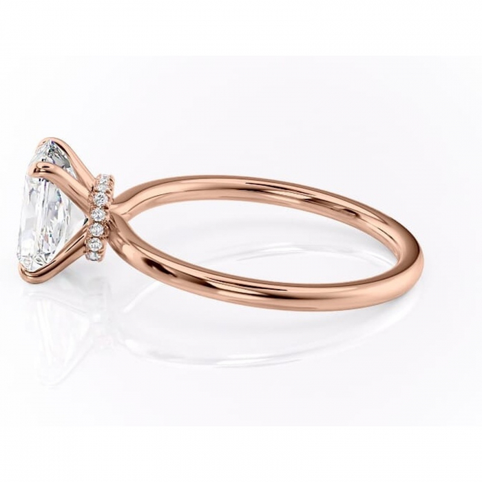 Inel de logodnă Ophelia din aur Rose 18kt cu moissanite tăietură radiantă – Solitar rafinată pentru profil înalt | Personalizează și configurează gratuit online [6]