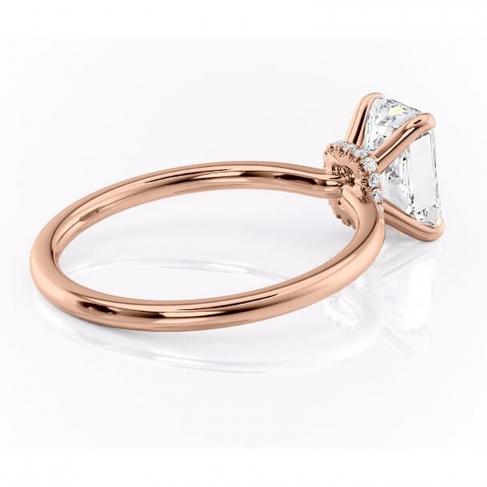 Inel de logodnă Ophelia din aur Rose 18kt cu moissanite tăietură radiantă – Solitar rafinată pentru profil înalt | Personalizează și configurează gratuit online [3]