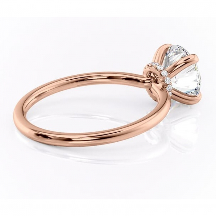 Inel de logodnă Ophelia din aur Rose 14kt cu moissanite tăietură rotundă – Solitar rafinată pentru profil înalt | Personalizează și configurează gratuit online [3]