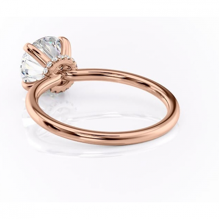 Inel de logodnă Ophelia din aur Rose 14kt cu moissanite tăietură rotundă – Solitar rafinată pentru profil înalt | Personalizează și configurează gratuit online [4]