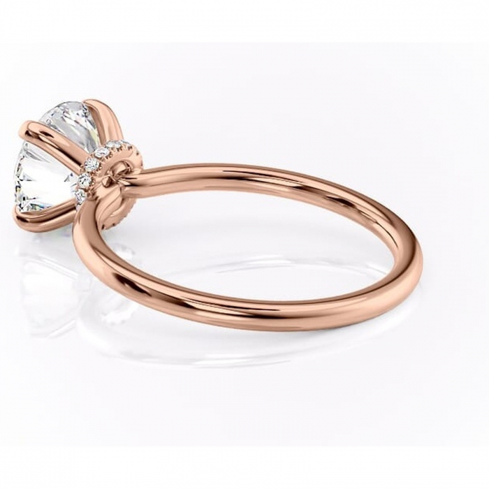 Inel de logodnă Ophelia din aur Rose 14kt cu moissanite tăietură rotundă – Solitar rafinată pentru profil înalt | Personalizează și configurează gratuit online [5]