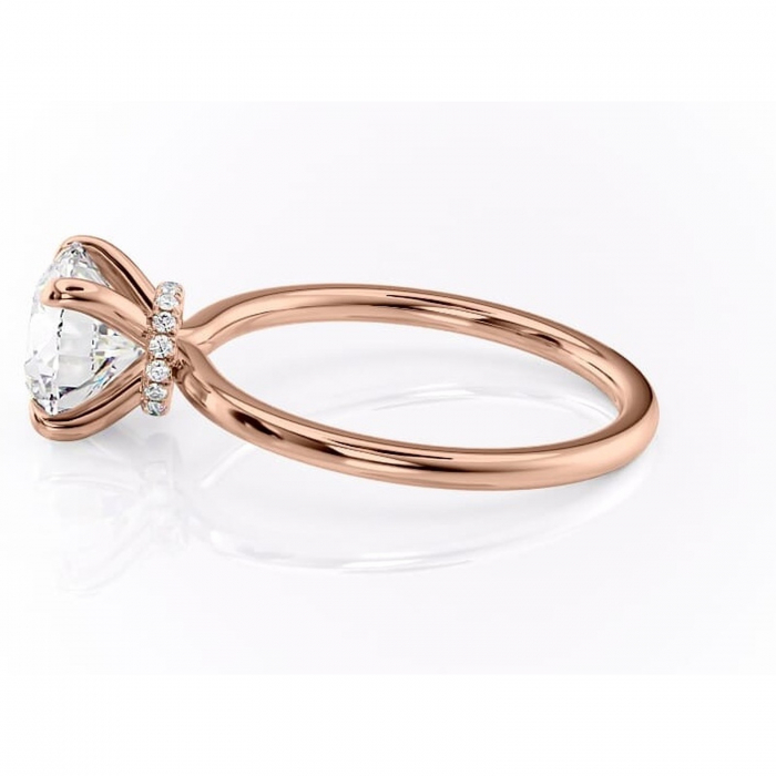 Inel de logodnă Ophelia din aur Rose 14kt cu moissanite tăietură rotundă – Solitar rafinată pentru profil înalt | Personalizează și configurează gratuit online [6]