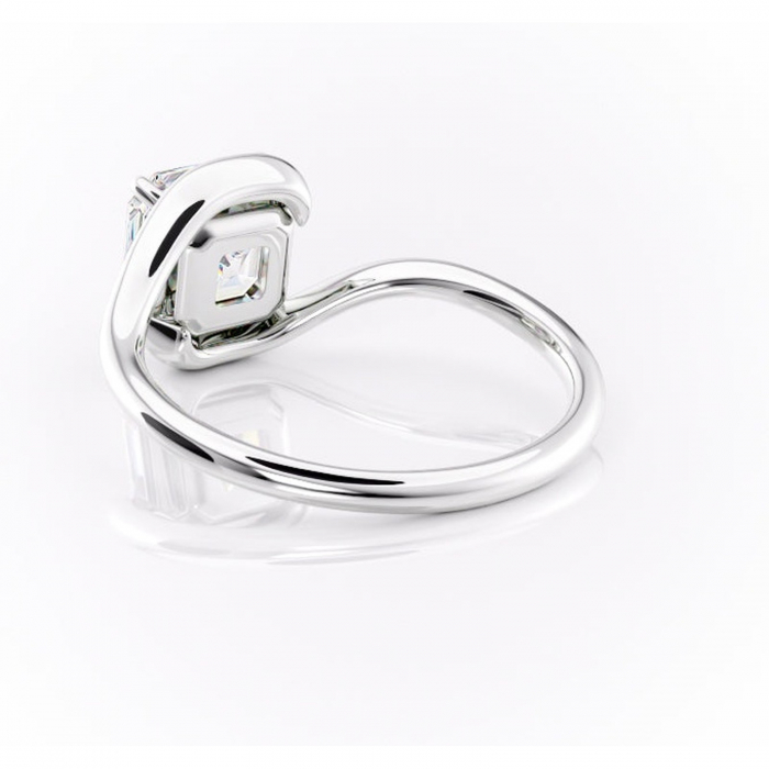 Inel de logodnă Orielle din aur Alb 14kt cu moissanite tăietură asscher – Solitar rafinată pentru profil mediu | Personalizează și configurează gratuit online [4]