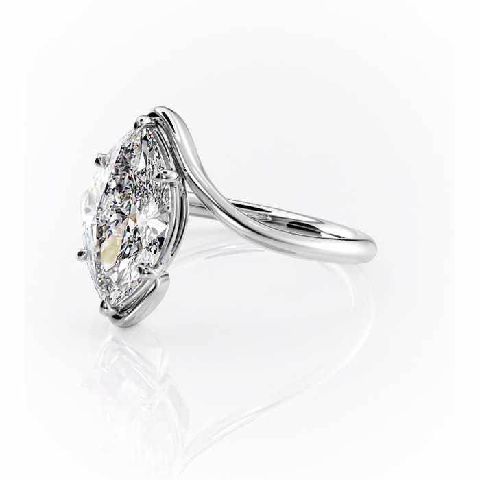 Inel de logodnă Orielle din aur Alb 14kt cu moissanite tăietură marquise – Solitar rafinată pentru profil mediu | Personalizează și configurează gratuit online [7]