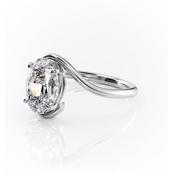 Inel de logodnă Orielle din aur Alb 14kt cu moissanite tăietură ovală – Solitar rafinată pentru profil mediu | Personalizează și configurează gratuit online [7]