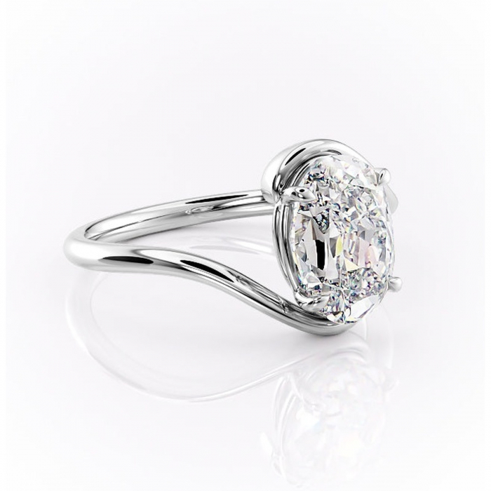 Inel de logodnă Orielle din aur Alb 14kt cu moissanite tăietură ovală – Solitar rafinată pentru profil mediu | Personalizează și configurează gratuit online [1]