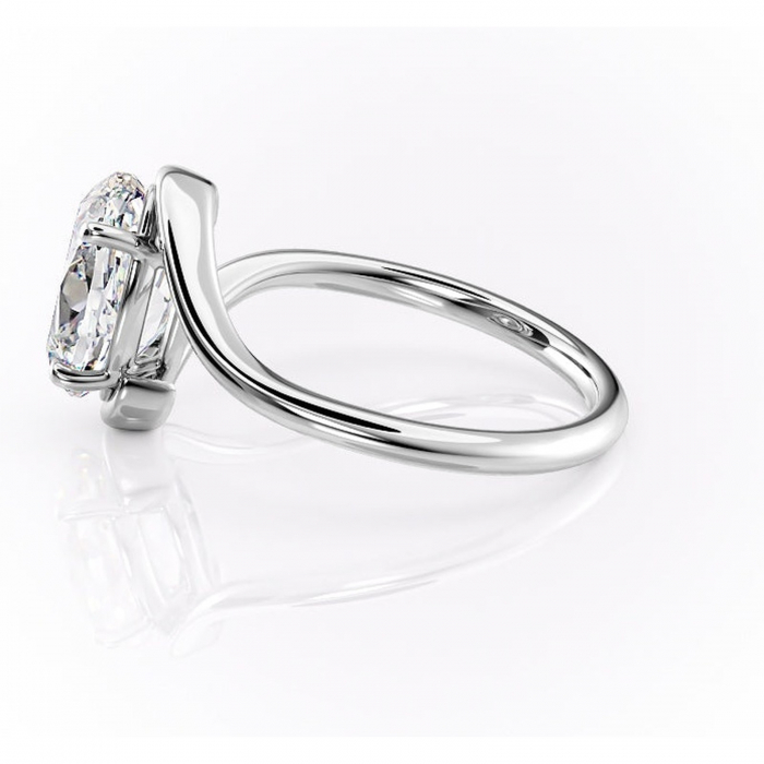 Inel de logodnă Orielle din aur Alb 14kt cu moissanite tăietură ovală – Solitar rafinată pentru profil mediu | Personalizează și configurează gratuit online [6]