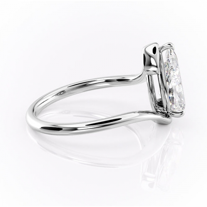 Inel de logodnă Orielle din aur Alb 14kt cu moissanite tăietură pară – Solitar rafinată pentru profil mediu | Personalizează și configurează gratuit online [2]