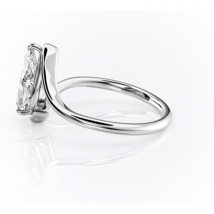 Inel de logodnă Orielle din aur Alb 14kt cu moissanite tăietură pară – Solitar rafinată pentru profil mediu | Personalizează și configurează gratuit online [6]