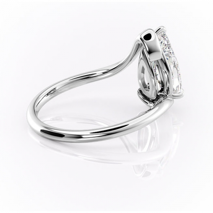 Inel de logodnă Orielle din aur Alb 14kt cu moissanite tăietură pară – Solitar rafinată pentru profil mediu | Personalizează și configurează gratuit online [3]