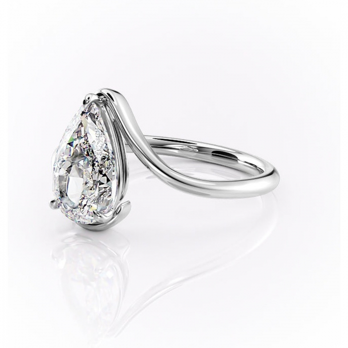 Inel de logodnă Orielle din aur Alb 14kt cu moissanite tăietură pară – Solitar rafinată pentru profil mediu | Personalizează și configurează gratuit online [7]