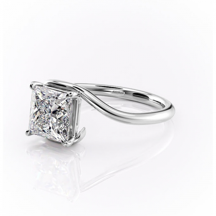 Inel de logodnă Orielle din aur Alb 14kt cu moissanite tăietură princess – Solitar rafinată pentru profil mediu | Personalizează și configurează gratuit online [7]