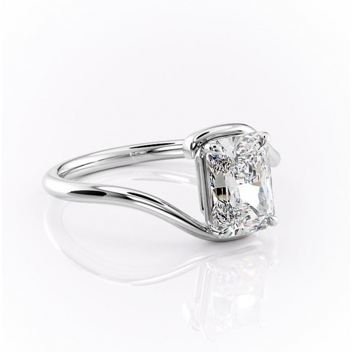 Inel de logodnă Orielle din aur Alb 14kt cu moissanite tăietură radiantă – Solitar rafinată pentru profil mediu | Personalizează și configurează gratuit online [1]