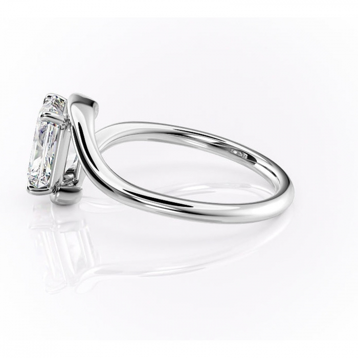 Inel de logodnă Orielle din aur Alb 14kt cu moissanite tăietură radiantă – Solitar rafinată pentru profil mediu | Personalizează și configurează gratuit online [6]