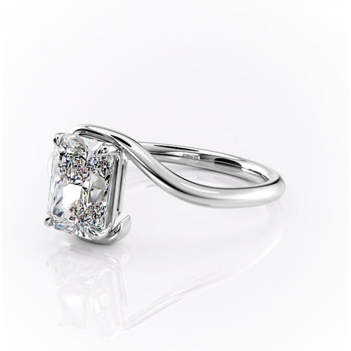 Inel de logodnă Orielle din aur Alb 14kt cu moissanite tăietură radiantă – Solitar rafinată pentru profil mediu | Personalizează și configurează gratuit online [7]