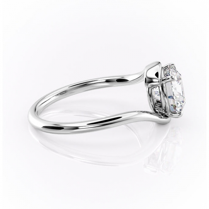 Inel de logodnă Orielle din aur Alb 14kt cu moissanite tăietură rotundă – Solitar rafinată pentru profil mediu | Personalizează și configurează gratuit online [2]