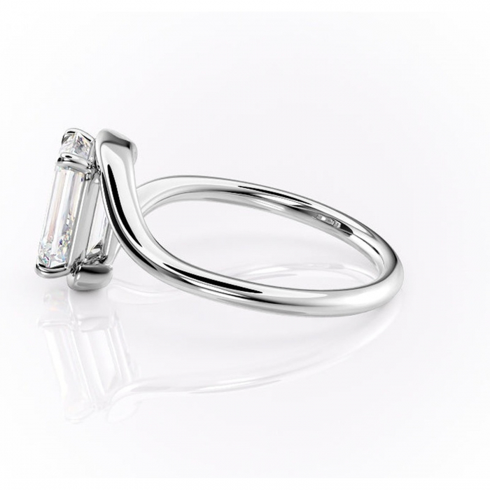 Inel de logodnă Orielle din aur Alb 14kt cu moissanite tăietură smarald – Solitar rafinată pentru profil mediu | Personalizează și configurează gratuit online [6]