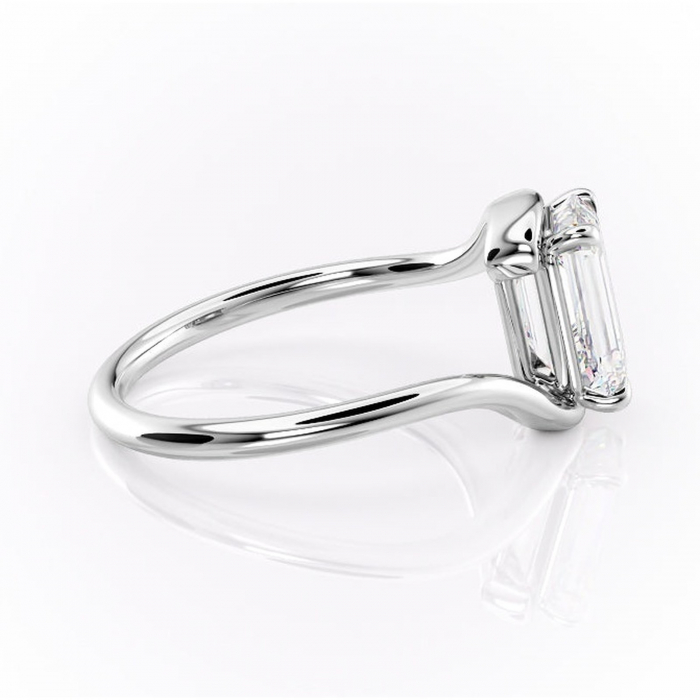 Inel de logodnă Orielle din aur Alb 14kt cu moissanite tăietură smarald – Solitar rafinată pentru profil mediu | Personalizează și configurează gratuit online [2]