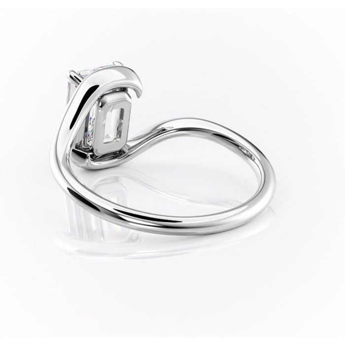 Inel de logodnă Orielle din aur Alb 14kt cu moissanite tăietură smarald – Solitar rafinată pentru profil mediu | Personalizează și configurează gratuit online [4]