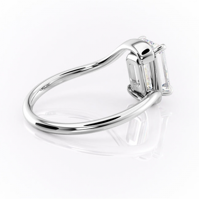 Inel de logodnă Orielle din aur Alb 14kt cu moissanite tăietură smarald – Solitar rafinată pentru profil mediu | Personalizează și configurează gratuit online [3]