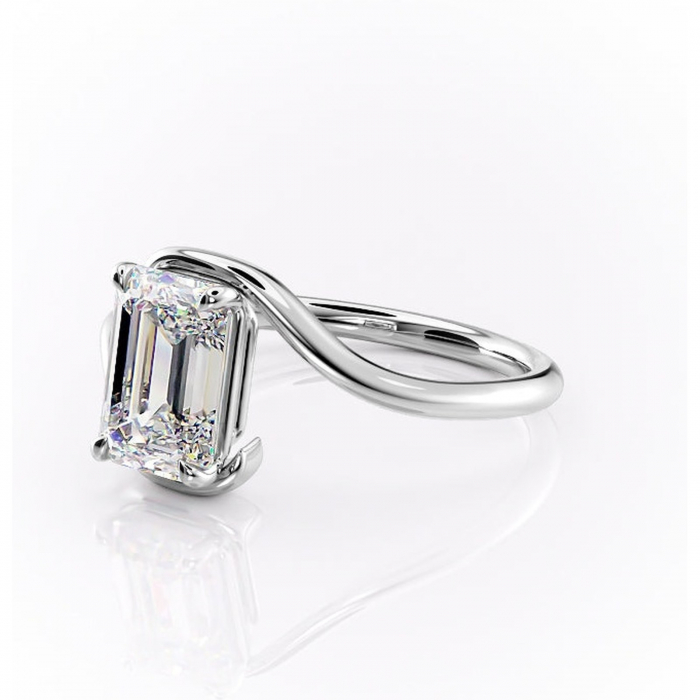 Inel de logodnă Orielle din aur Alb 14kt cu moissanite tăietură smarald – Solitar rafinată pentru profil mediu | Personalizează și configurează gratuit online [7]