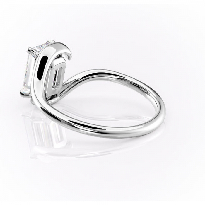 Inel de logodnă Orielle din aur Alb 14kt cu moissanite tăietură smarald – Solitar rafinată pentru profil mediu | Personalizează și configurează gratuit online [5]