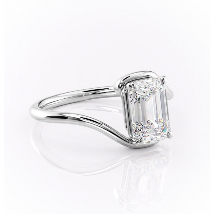 Inel de logodnă Orielle din aur Alb 14kt cu moissanite tăietură smarald – Solitar rafinată pentru profil mediu | Personalizează și configurează gratuit online [1]