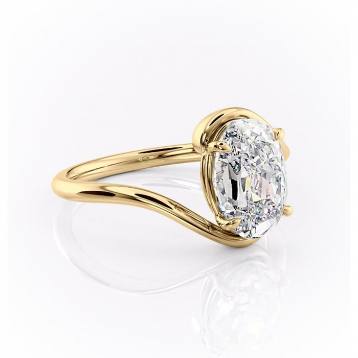 Inel de logodnă Orielle din aur Galben 14kt cu moissanite tăietură ovală – Solitar rafinată pentru profil mediu | Personalizează și configurează gratuit online [1]