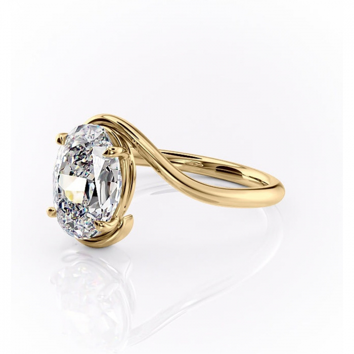 Inel de logodnă Orielle din aur Galben 14kt cu moissanite tăietură ovală – Solitar rafinată pentru profil mediu | Personalizează și configurează gratuit online [7]