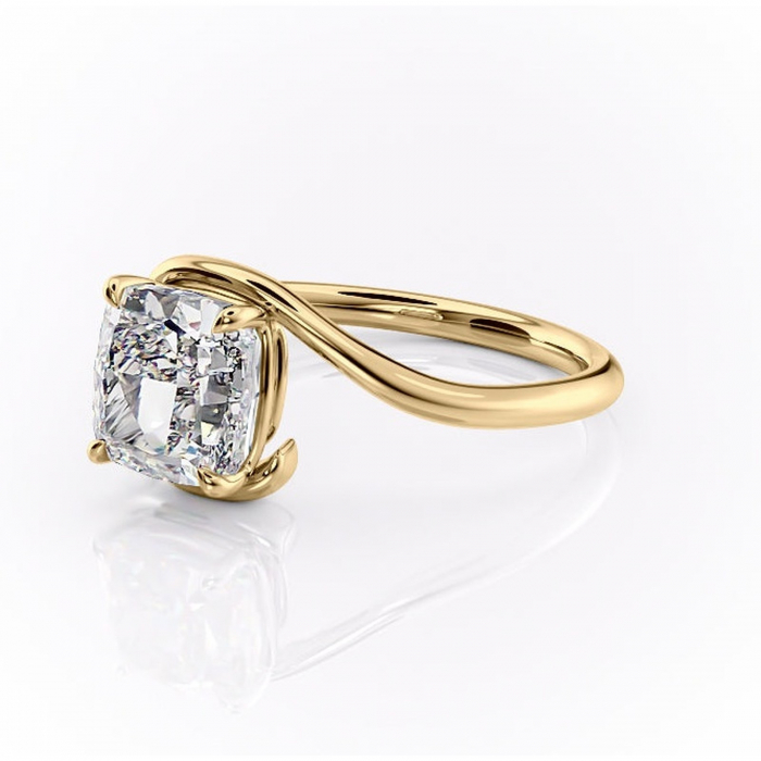 Inel de logodnă Orielle din aur Galben 14kt cu moissanite tăietură pernă – Solitar rafinată pentru profil mediu | Personalizează și configurează gratuit online [7]