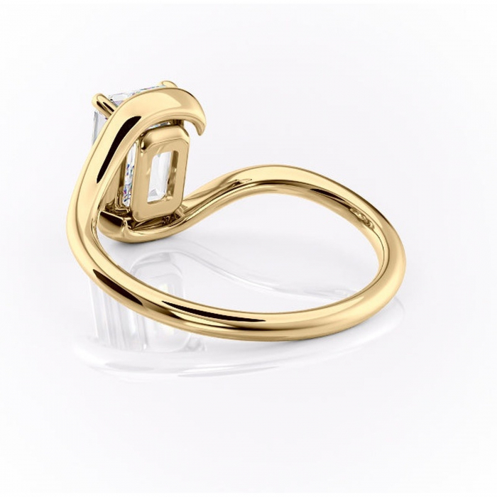 Inel de logodnă Orielle din aur Galben 14kt cu moissanite tăietură smarald – Solitar rafinată pentru profil mediu | Personalizează și configurează gratuit online [4]