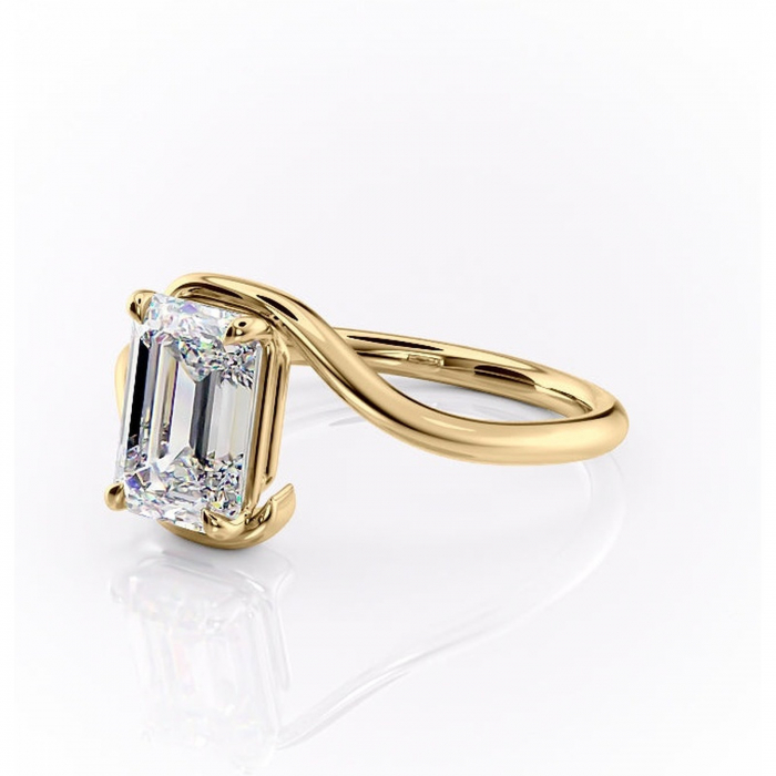 Inel de logodnă Orielle din aur Galben 14kt cu moissanite tăietură smarald – Solitar rafinată pentru profil mediu | Personalizează și configurează gratuit online [7]