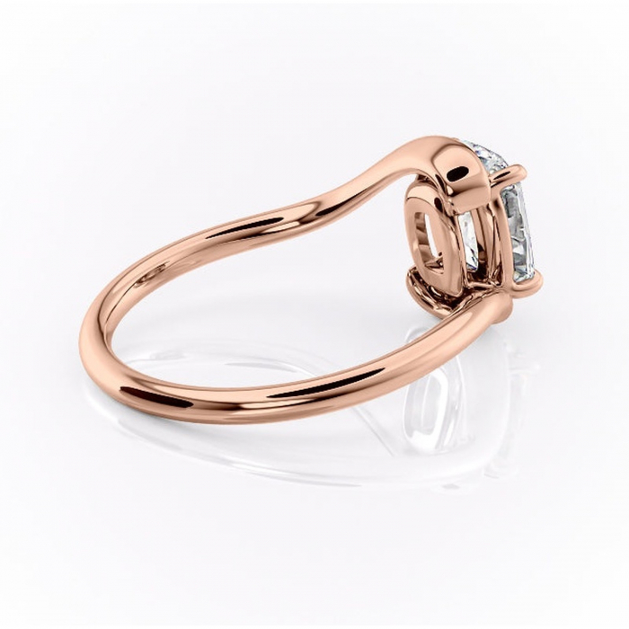 Inel de logodnă Orielle din aur Rose 14kt cu moissanite tăietură asscher – Solitar rafinată pentru profil mediu | Personalizează și configurează gratuit online [3]