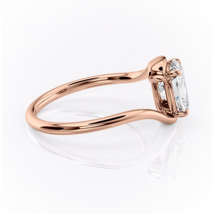 Inel de logodnă Orielle din aur Rose 14kt cu moissanite tăietură asscher – Solitar rafinată pentru profil mediu | Personalizează și configurează gratuit online [2]