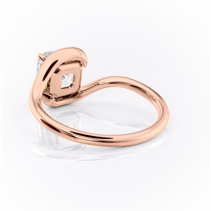 Inel de logodnă Orielle din aur Rose 14kt cu moissanite tăietură asscher – Solitar rafinată pentru profil mediu | Personalizează și configurează gratuit online [4]