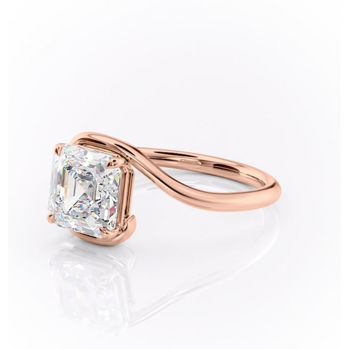 Inel de logodnă Orielle din aur Rose 14kt cu moissanite tăietură asscher – Solitar rafinată pentru profil mediu | Personalizează și configurează gratuit online [7]