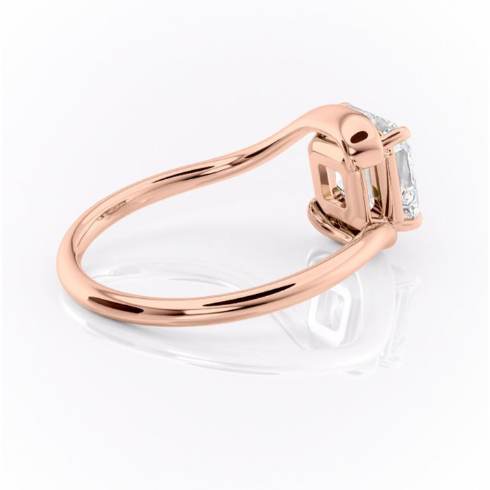 Inel de logodnă Orielle din aur Rose 14kt cu moissanite tăietură asscher – Solitar rafinată pentru profil mediu | Personalizează și configurează gratuit online [3]