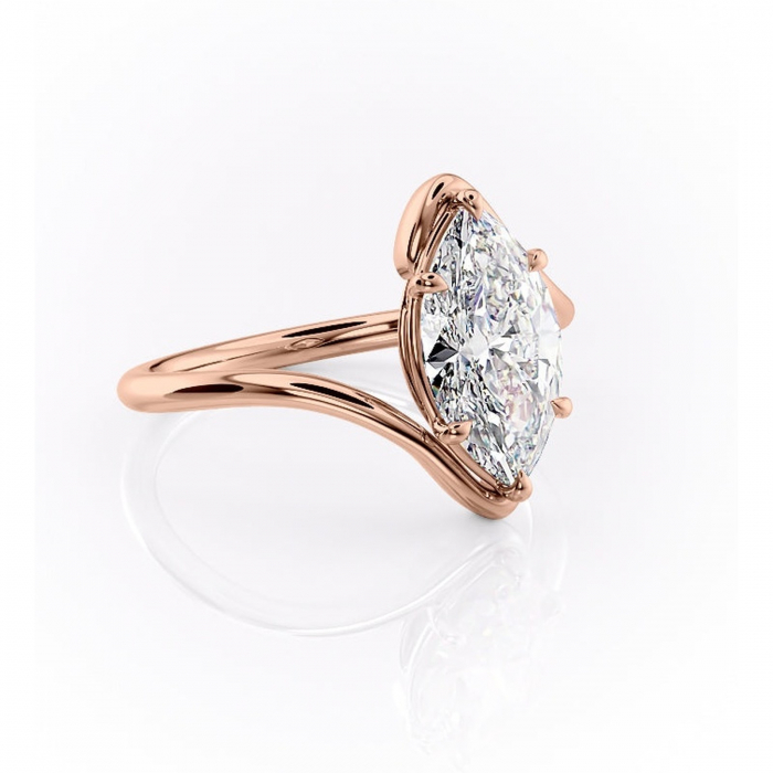 Inel de logodnă Orielle din aur Rose 14kt cu moissanite tăietură marquise – Solitar rafinată pentru profil mediu | Personalizează și configurează gratuit online [1]