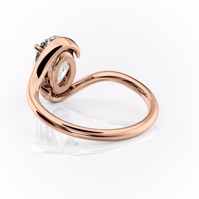 Inel de logodnă Orielle din aur Rose 14kt cu moissanite tăietură ovală – Solitar rafinată pentru profil mediu | Personalizează și configurează gratuit online [4]