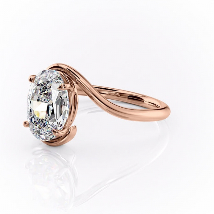 Inel de logodnă Orielle din aur Rose 14kt cu moissanite tăietură ovală – Solitar rafinată pentru profil mediu | Personalizează și configurează gratuit online [7]