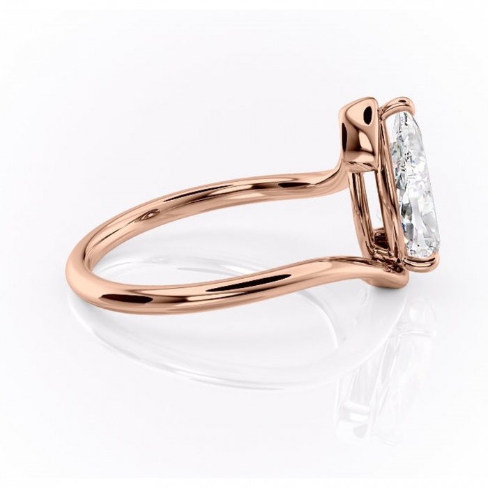 Inel de logodnă Orielle din aur Rose 14kt cu moissanite tăietură pară – Solitar rafinată pentru profil mediu | Personalizează și configurează gratuit online [2]