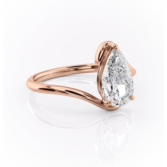 Inel de logodnă Orielle din aur Rose 14kt cu moissanite tăietură pară – Solitar rafinată pentru profil mediu | Personalizează și configurează gratuit online [1]