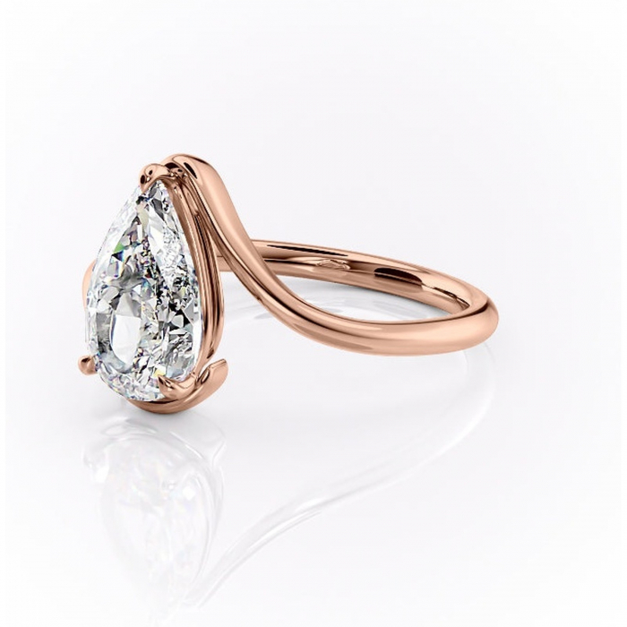 Inel de logodnă Orielle din aur Rose 14kt cu moissanite tăietură pară – Solitar rafinată pentru profil mediu | Personalizează și configurează gratuit online [7]